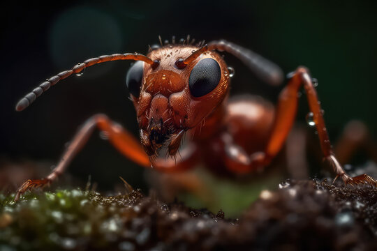 Up Close and Personal: Macro Portrait of an Ant's Head and Eyes