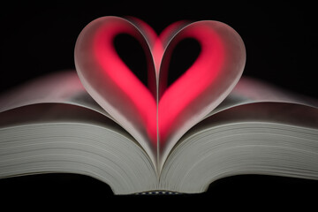 Pages of a book and heart shape