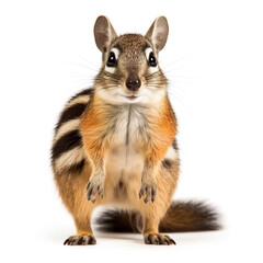 Obraz premium A small chipmunt standing on its hind legs. Generative AI.