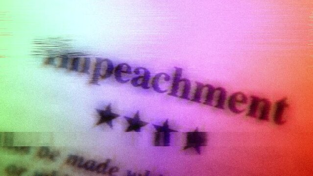 Impeachment text on the screen glitch effect
