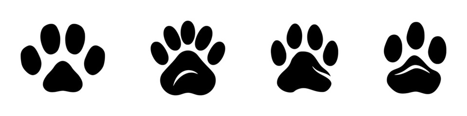 Vector cat and dog paws icom, logo set of different sizes on white background