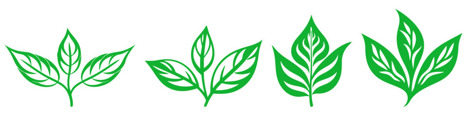 Leaf icons set ecology nature element, green leafs, environment and nature eco sign.