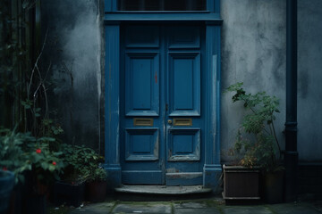 Fototapeta na wymiar blue door vintage background
