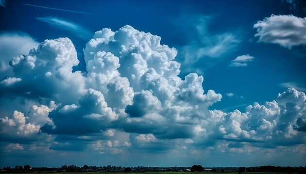 Vibrant cumulus clouds paint a moody sky high up above generated by AI © Jemastock