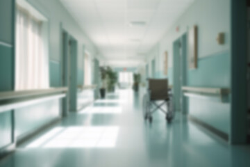 Blurred hospital interior medical background AI generated