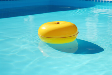 Fototapeta na wymiar vacation sunlight yellow circle resort ring float water rescue pool. Generative AI.