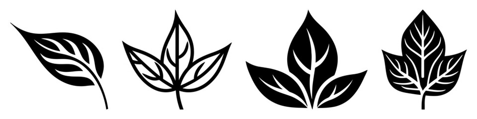 Leaf icons set ecology nature element, black leafs, environment and nature eco sign.