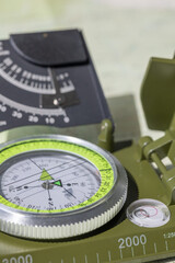 precision compass on map for outdoor orientation