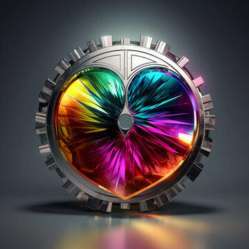 3d jewel with heart in colors