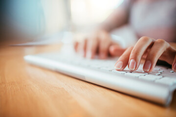 Young woman using a computer at home