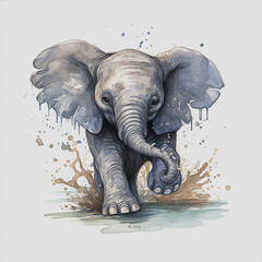 elephant watercolor animals white background