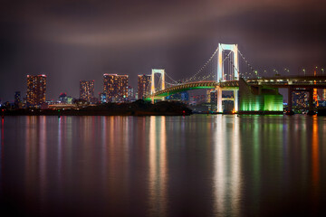 rainbow bridge at night Tokjo Japan
