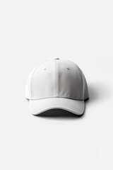 White baseball hat mockup on white background, AI generative