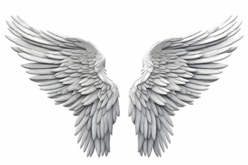 Realistic Celestial wings isolated on a white background -Generative AI