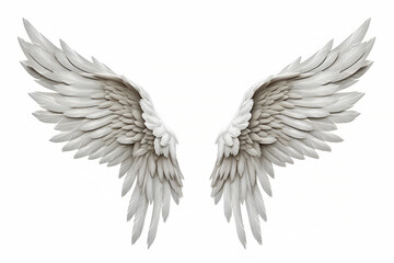 Realistic Celestial angel wings isolated on a white background -Generative AI