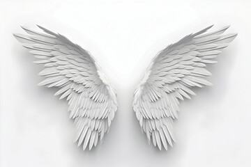 Realistic Celestial angel feather wings isolated on a white background -Generative AI