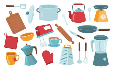 Set of kitchen elements vector