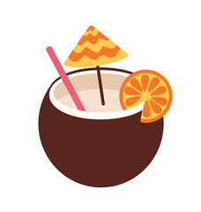 Summer coconut cocktail vector concept