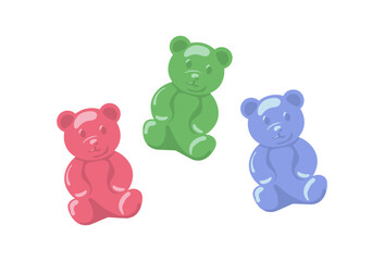 Set of colorful jelly bears