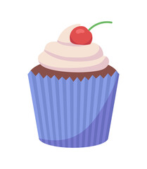 Cake with cream and cherry concept