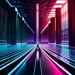 Neon Dreams wall art: Futuristic Digitized Art in Virtual Space Generated Ai technology