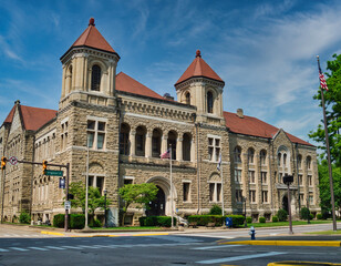Fototapeta na wymiar Kanawha County courthouse in Charleston WV USA 2023. A e Richardsonian Romanesque design style building.