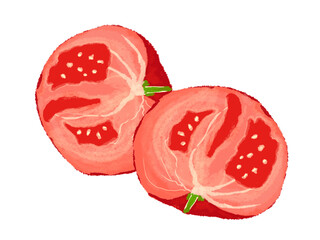 家庭菜園の野菜　真夏のトマトを半分にカット