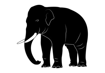 Icono de elefante en blanco y negro. Zoo. Animales salvajes