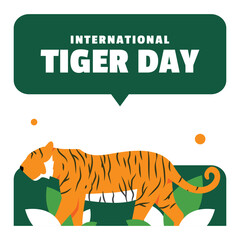 Naklejka premium Tiger Day Flat Illustration event