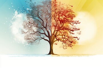 illustration that represents the changes of seasons , generative ai