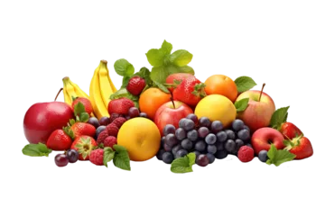 Fotobehang Fresh colorful bunch of fruit over white transparent background © LorenaPh