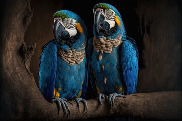 Obraz premium bluesand gold macaw, generative ai