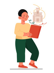 Reading boy with book concept