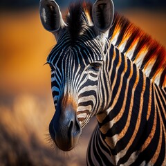 Naklejka premium beautiful zebra in 4k, frame of a zebra, closeup of a beautiful colorful zebra, generative AI