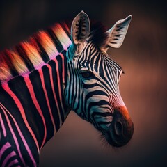 beautiful zebra in 4k, frame of a zebra, closeup of a beautiful colorful zebra, generative AI