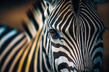 Fototapeta na wymiar beautiful zebra in 4k, frame of a zebra, closeup of a beautiful colorful zebra, generative AI