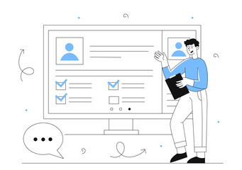 Man with his resume line concept