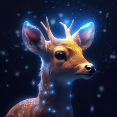 Obraz na płótnie Canvas A deer with glowing stars