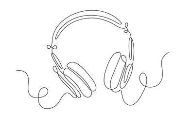 Headphones continuous line concept
