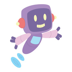 Isolated colored cute robot character sketch icon Vector illustration