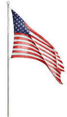 Hand painted USA flag  watercolor  brush paint isolate on white background. Vector illustration 