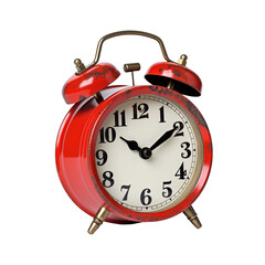 Red alarm clock on a transparent background