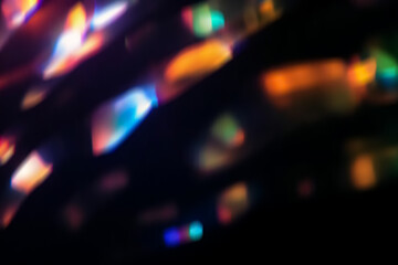 Fototapeta na wymiar Party Lights Effect Overlay. Aesthetic Blurred Rainbow Light Texture, Fun Festive Event, Bright Bokeh Shine, Colorful Disco Club Nightlife Atmosphere. Generative AI.