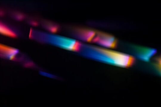 Party Lights Effect Overlay. Aesthetic Blurred Rainbow Light Texture, Fun Festive Event, Bright Bokeh Shine, Colorful Disco Club Nightlife Atmosphere. Generative AI.