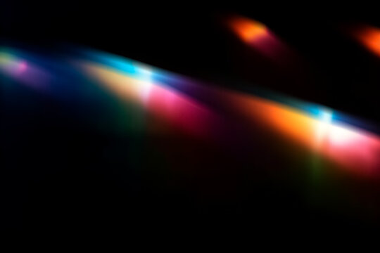 Party Lights Effect Overlay. Aesthetic Blurred Rainbow Light Texture, Fun Festive Event, Bright Bokeh Shine, Colorful Disco Club Nightlife Atmosphere. Generative AI.