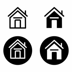 home icon isolated on white background. Vector illustration with black fill and black outline