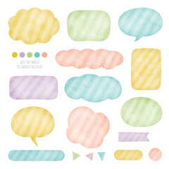 ボーダーテクスチャーの吹き出し・雲形フレーム（色変え可能）