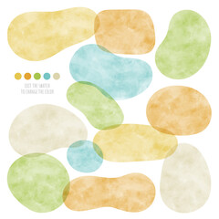 水彩テクスチャーの雲形フレーム（色変え可能）