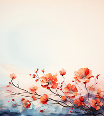Cherry Blossoms letterhead template with background, room for text, copy space, generative ai