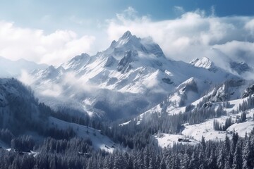 Fototapeta na wymiar Big picture of beautiful mountain natural scenery made with Generative AI